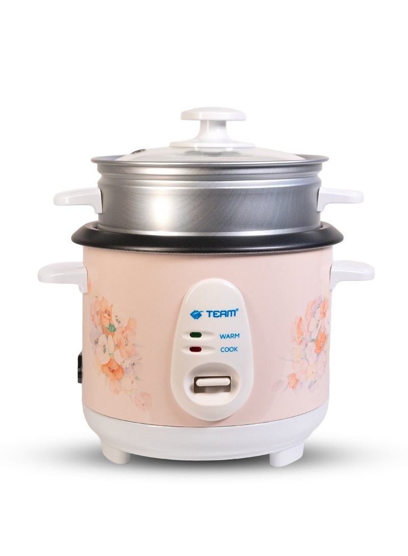 TEAM Mini Rice Cooker Steamer 0.6L – Non-Stick Pot, Keep Warm Function, 350W Electric Rice Maker with Steamer, Automatic Cooking  for 1-2 People – Compact, Portable & Energy-Efficient - Image 1